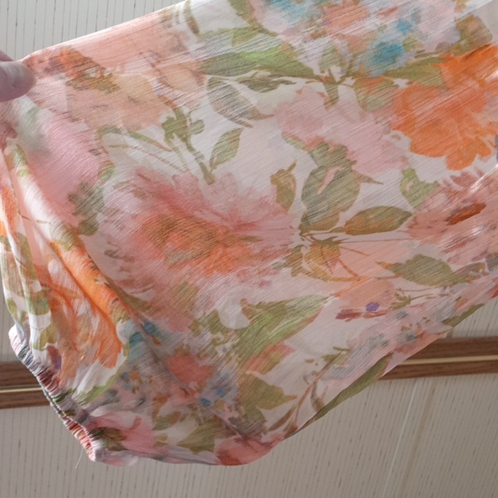 Taylor Pink and Orange Floral Long-Sleeve Button Dress with Tie Waist, Cottage C - Picture 5 of 10